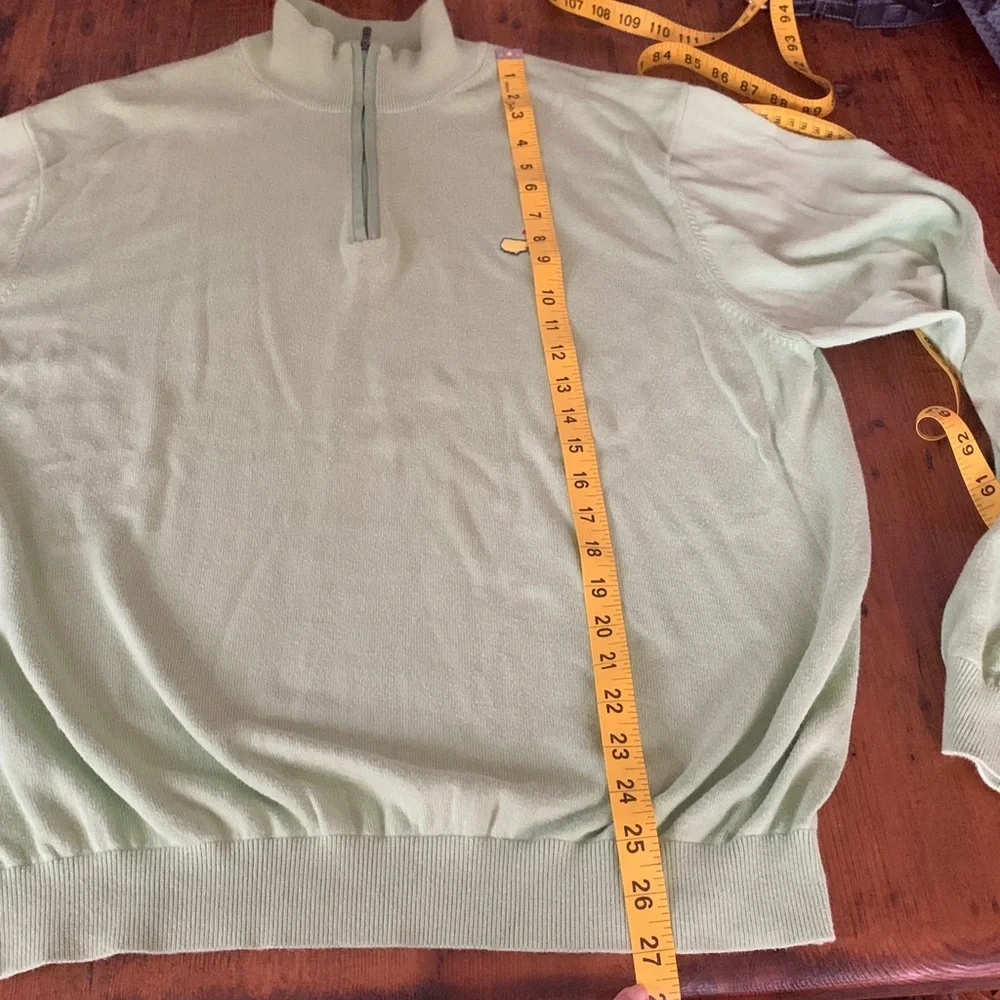 Bobby Jones Masters Green 1/4 Zip Pullover Cotton Golf Sweater Sz L